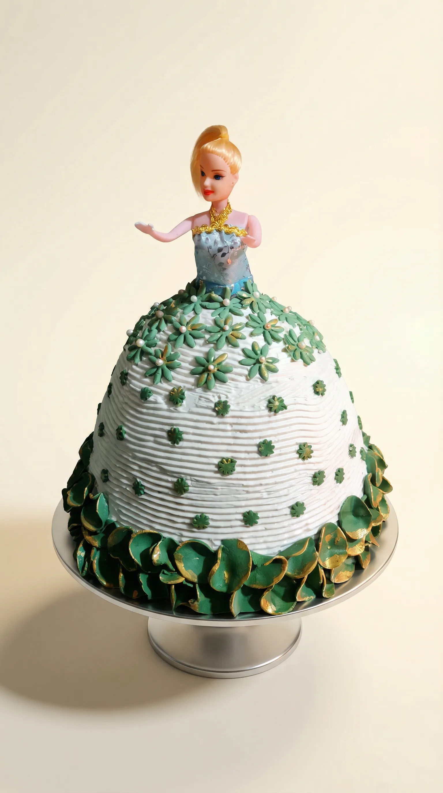 Teal Garden Princess Gown Cake