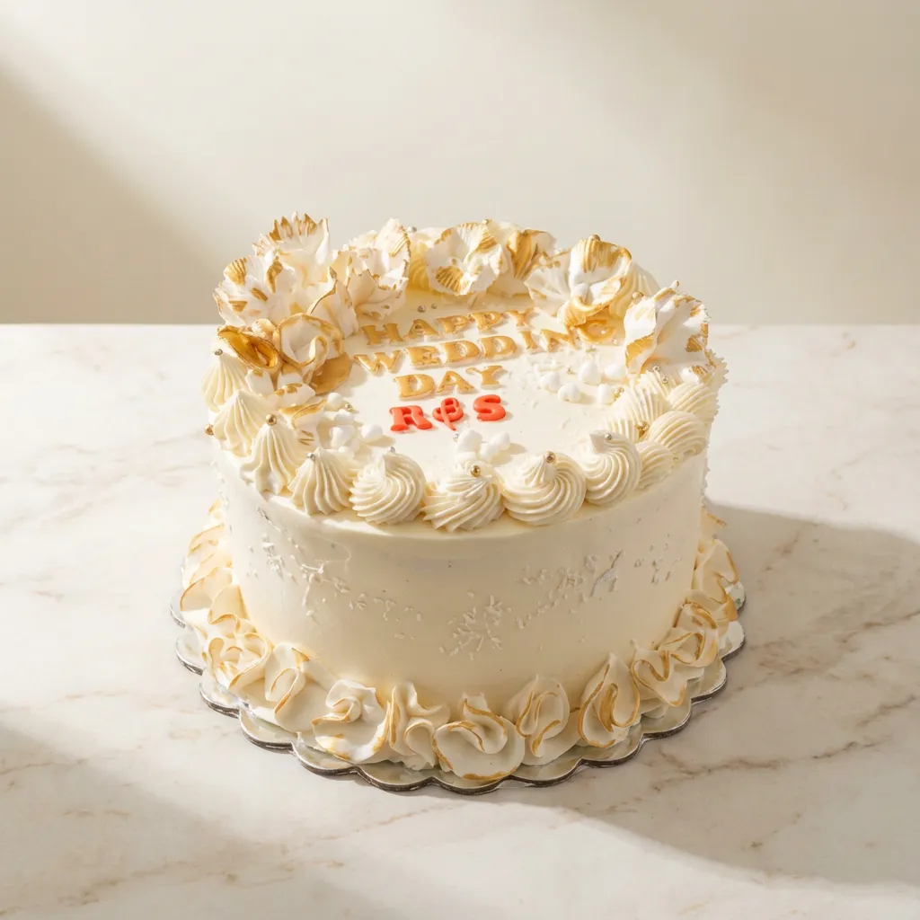 Golden Elegance Wedding Cake